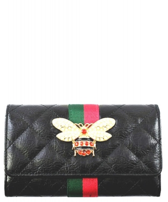 Bee Stripe Quilted Wallet DL018QB BLACK
